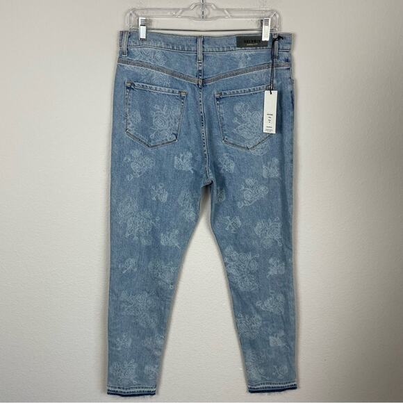 Baldwin Blue Denim Floral Harper Exposed Zipper Raw Hem Jeans NWT 30 - Picture 6 of 9